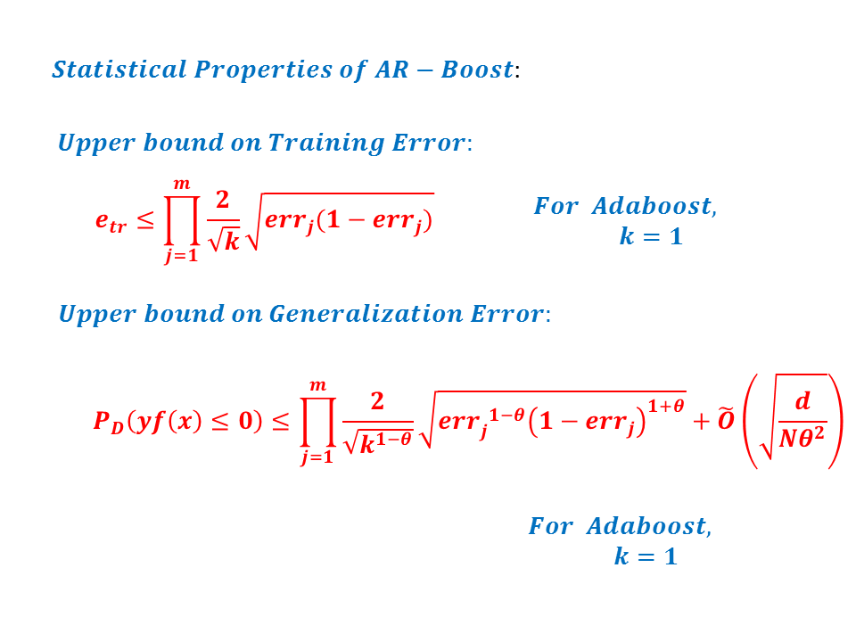 Statistical properties of AR-Boost